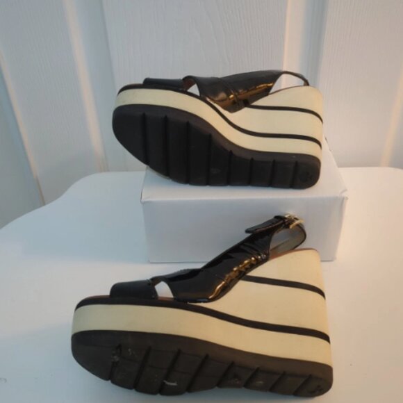 Kate Spade Black & Cream Striped Platform Shoes, Size 6.5, EUC - Picture 5 of 7
